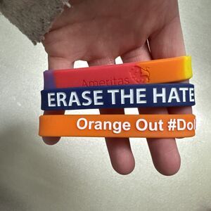 3 Rubberband Bracelets Assorted 1 Rainbow, 1 erase the hate, 1 #Doitfodragonfly